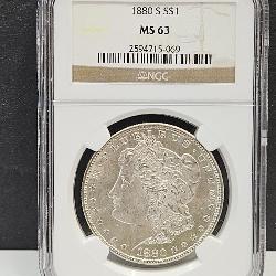 Graded MS 63 1880 S Silver Morgan Dollar