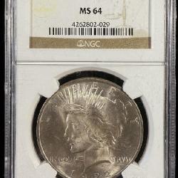 1922 Silver Peace Dollar MS64 NGC