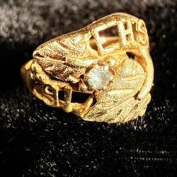 10K Black Hills Gold Ring w/ Aquamarine '1991 EHS'