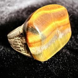 Vintage Men's Sterling Silver Tiger Eye Ring >