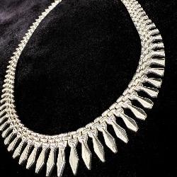 Vintage Sterling Silver Cleopatra Style Necklace >