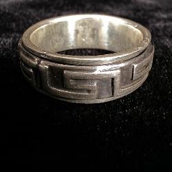 Sterling Silver Greek Key Spinner Ring size 8