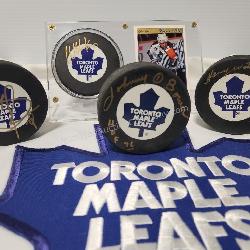 4 ct. Toronto Maple Leafs Signed Pucks w/ Clark