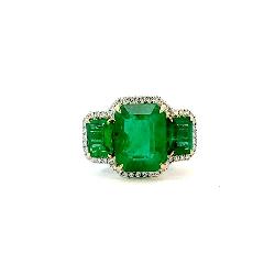 Lot #8115 Emerald & Diamond Ring