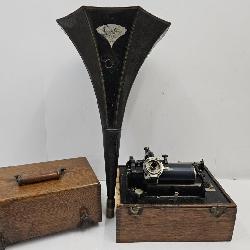 Antique Edison Oak Phonograph w Horn NO WINDER