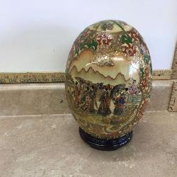 Antique Satsuma egg with stand