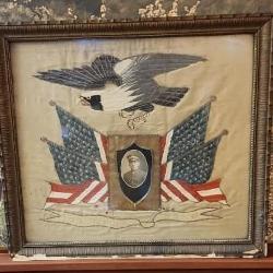 Silk Embroidery Of American Eagle & Flags