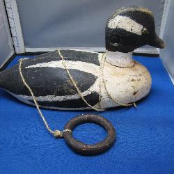 Antique Hooded Merganser working Duck Decoy