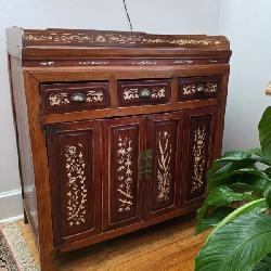 Antique Chinese Jiangsu Style Server with Bone Inlay