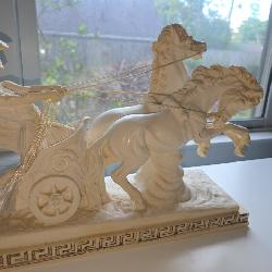 Vintage Amilcare Santini Roman Chariot Horse  Sculpture