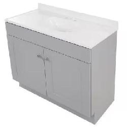 36-in Sink Bathroom Vanity with White Marble Top