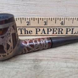 Sterling silver overlay straight stem pipe