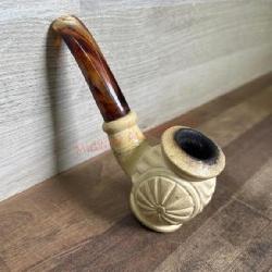 RB marked caved bowl pipe with acrylic stem