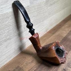 bjarne Denmark pipe with carving and black stem