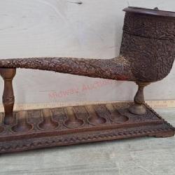 Ornate carved Fred Zimbalist Swiss music box pipe