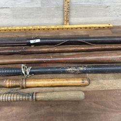 6 WOODEN VINTAGE POLICE KNIGHT STICKS