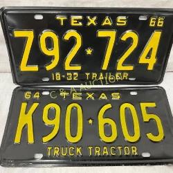 Two Texas License Plates: 1964 ï¿½Truck Tractorï¿½ and