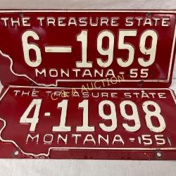 Two 1955 Montana ï¿½The Treasure Stateï¿½ License Plat