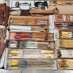 Large Archery Arrows and Quiver Collection with Fred Bear, Ben Pearson, etc.