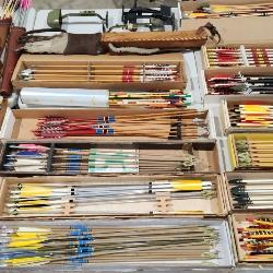 Large Archery Arrows and Quiver Collection with Fred Bear, Ben Pearson, etc.