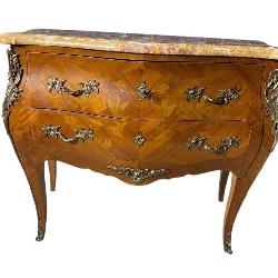 FRENCH MARBLE TOP INLAID COMMODE