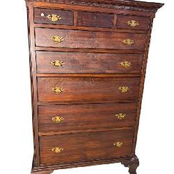 RARE 18TH CENT. MAHOGANY TALL CHEST