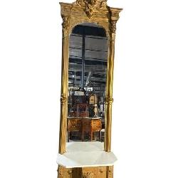 GOLD RENAISSANCE VICTORIAN MARBLE TOP PIER MIRROR