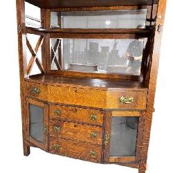 MISSION OAK MIRRORED BACK SIDEBOARD