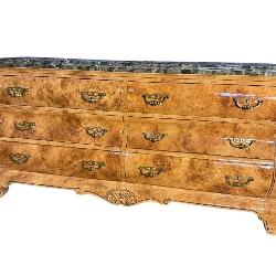 ALL BURLED KETTLE FORM 6 DRAWER CHEST