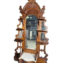 MONUMENTAL WALNUT VICTORIAN MARBLE ETERGE