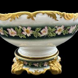 RARE T & V LIMOGES LARGE PUNCH BOWL WITH BASE