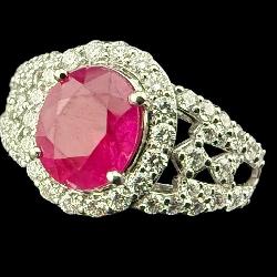 PLATINUM OSCAR FRIEDMAN BURMESE RUBY AND DIAMOND