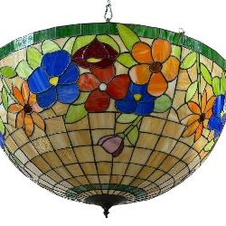 MONUMENTAL LEADED GLASS TIFFANY STYLE CHANDELIER