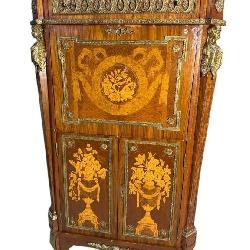 FRENCH INLAID BRONZE ADORNED ABATTANT SECRETARY