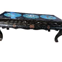 CLOISONNE AND PAINT DECORATED COFFEE TABLE