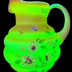 FENTON BURMESE URANIUM HAND PAINTED PITCHER