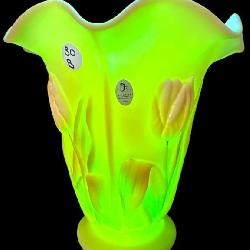 FENTON BURMESE URANIUM LARGE TULIP VASE