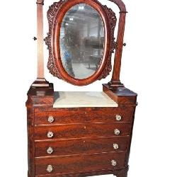 19TH CENTURY EMPIRE CARVED MARBLE TOP CHEST