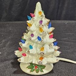 Small Lighted White Ceramic Christmas Tree