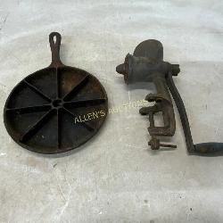 Cast Iron Skillet and ï¿½Meat Grinder