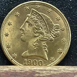 1900 U.S. $5 Gold Liberty Half Eagle