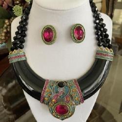 Heidi Daus Black and muticolored 21 in. necklace