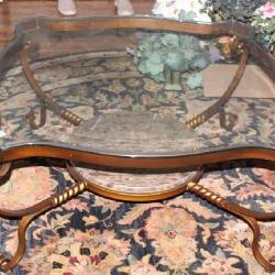 Glass top Coffee Table w/ metal base, large