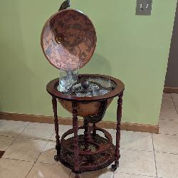 Vintage Italian-style Globe Bar Cart With Glassware