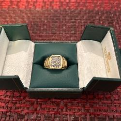 10K Gold Ring with Pave-Set Diamond Accents