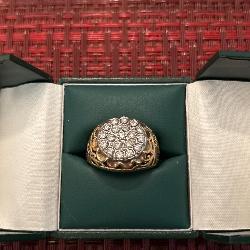 10K Yellow Gold Ring with Cluster Diamonds