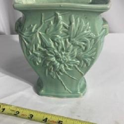 RARE MCCOY POTTERY MUM DOUBLE HANDLED BLUE VASE