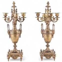 Louis XVI Revival Bronze Amphorae Candelabras
