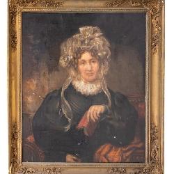19th C. Oil on Canvas Depicting Elderly Woman