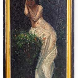 Finely Executed Antique Oil on Board of Woman